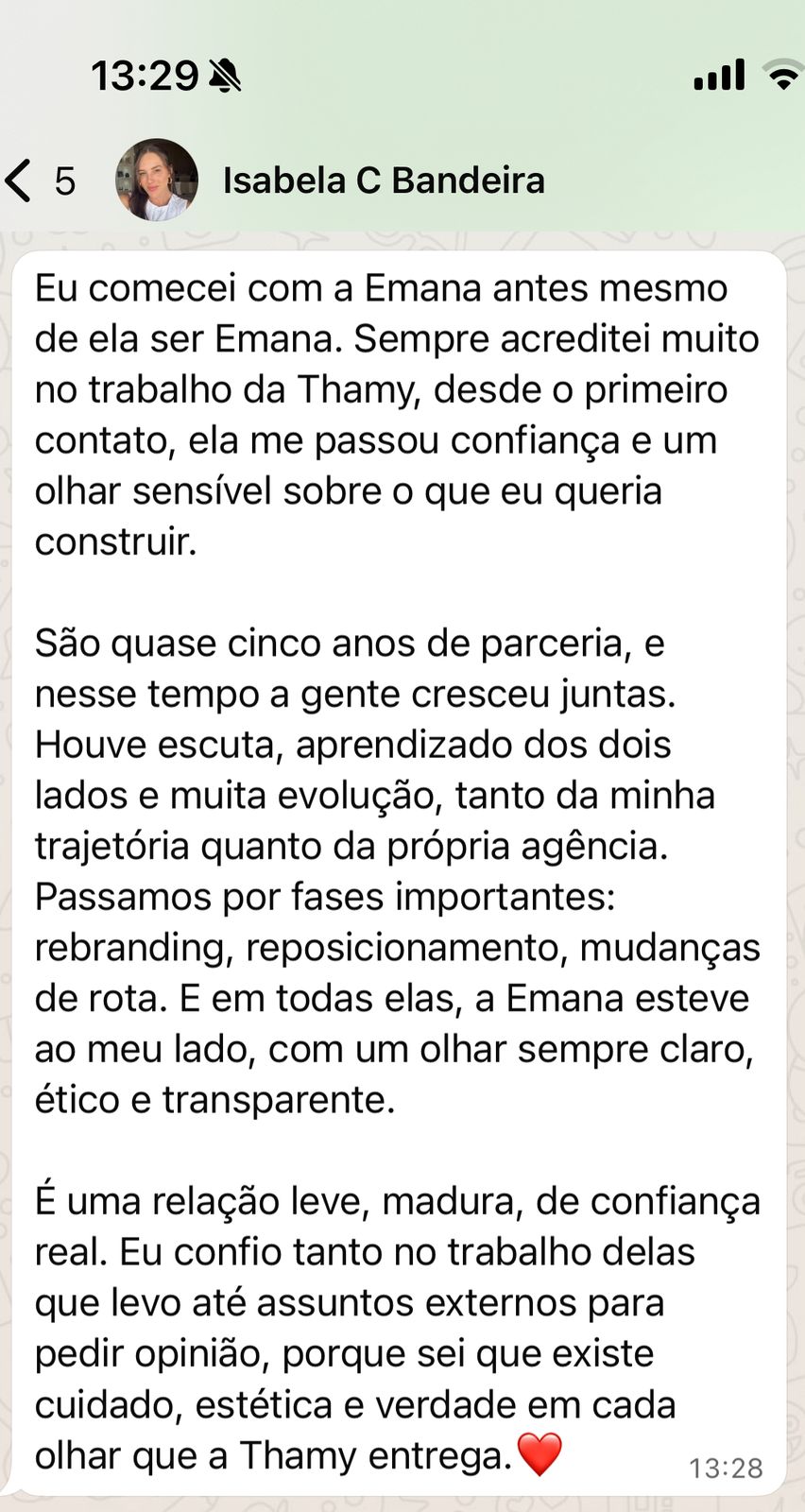 Depoimento de Isabela C Bandeira
